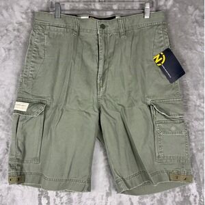 Nautica Jeans Company Mens Army Green Cargo Shorts 34 Cotton 6B1101 New